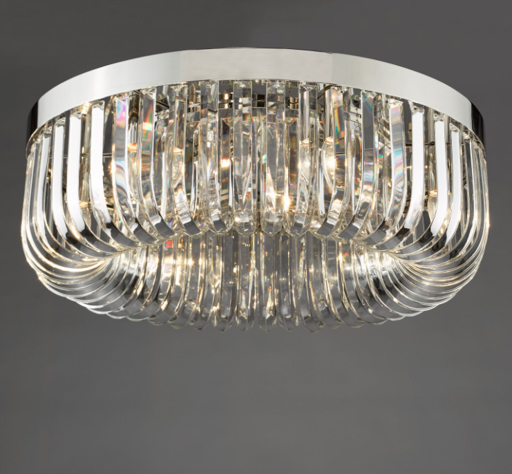 Sigourney 6Lt Flush Ceiling Light- Polished Nickel & Satin Gold Finishes
