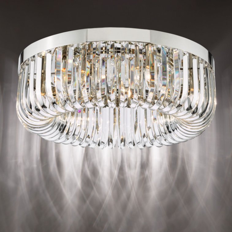 Sigourney 6Lt Flush Ceiling Light- Polished Nickel & Satin Gold Finishes