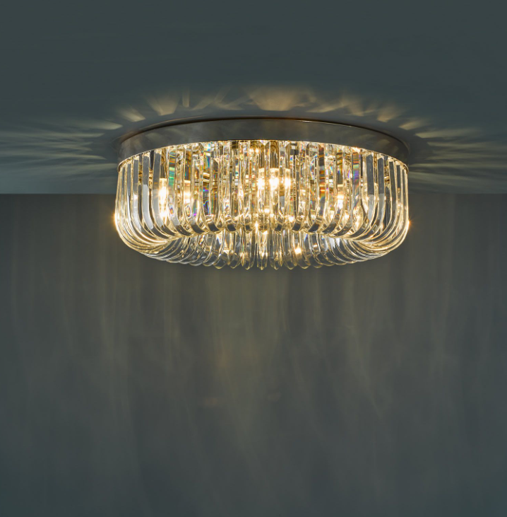 Sigourney 6Lt Flush Ceiling Light- Polished Nickel & Satin Gold Finishes