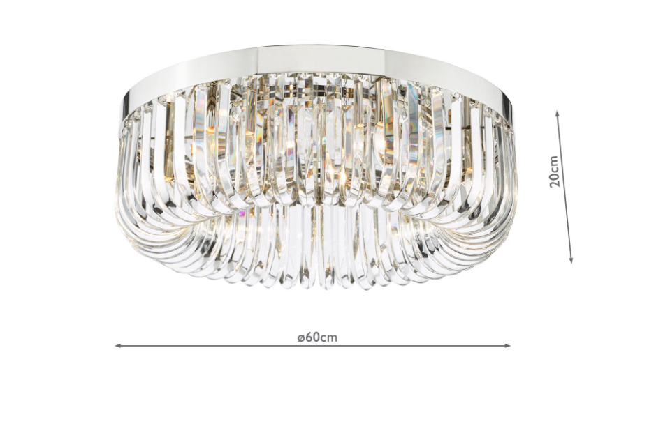 Sigourney 6Lt Flush Ceiling Light- Polished Nickel & Satin Gold Finishes