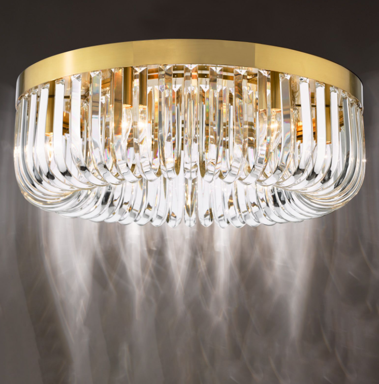 Sigourney 6Lt Flush Ceiling Light- Polished Nickel & Satin Gold Finishes