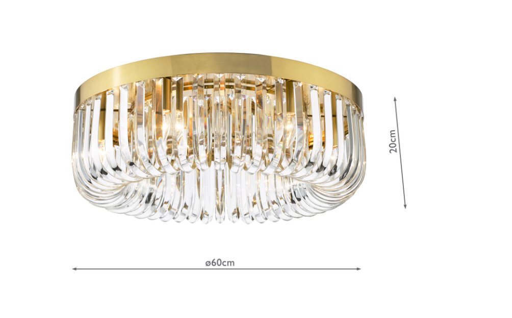 Sigourney 6Lt Flush Ceiling Light- Polished Nickel & Satin Gold Finishes