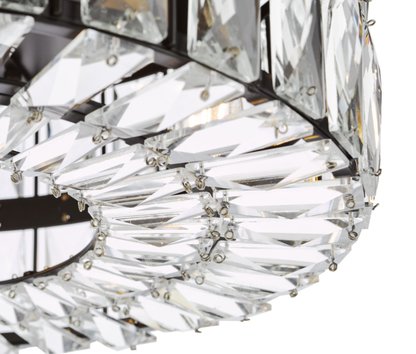 Relena 4 Light Flush Matt Black and Crystal