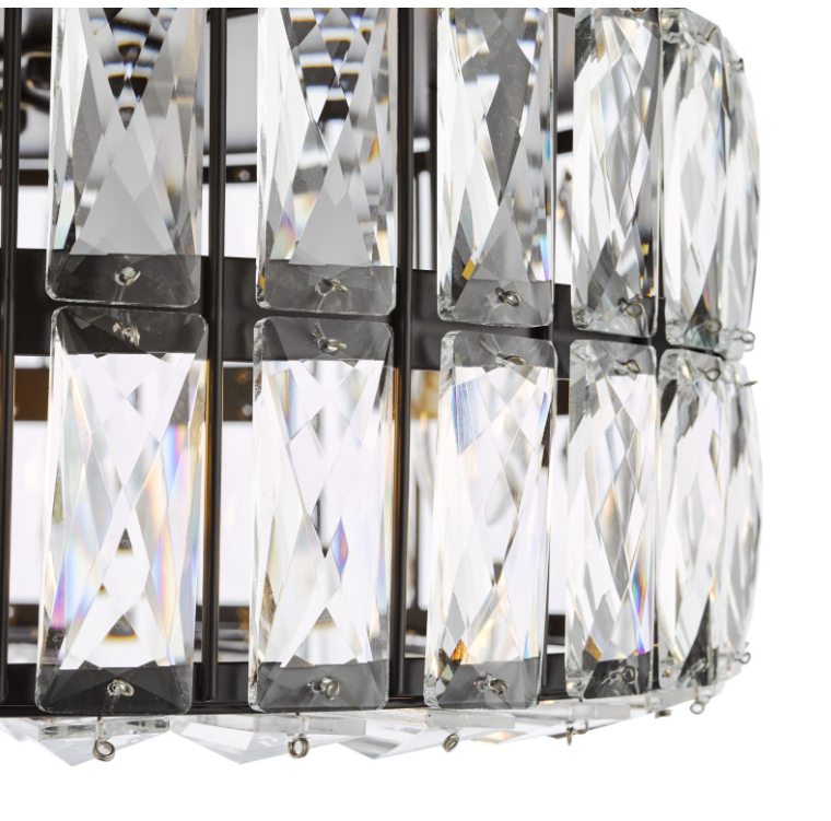 Relena 4 Light Flush Matt Black and Crystal