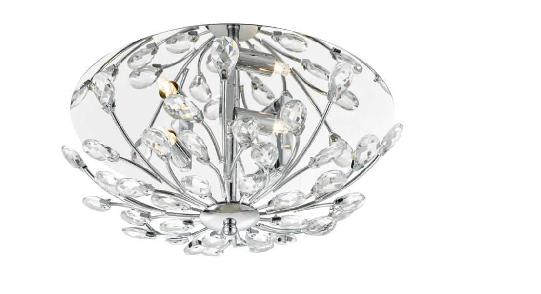 Zafir 3 Light Flush Polished Chrome and Crystal