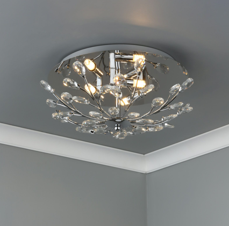 Zafir 3 Light Flush Polished Chrome and Crystal