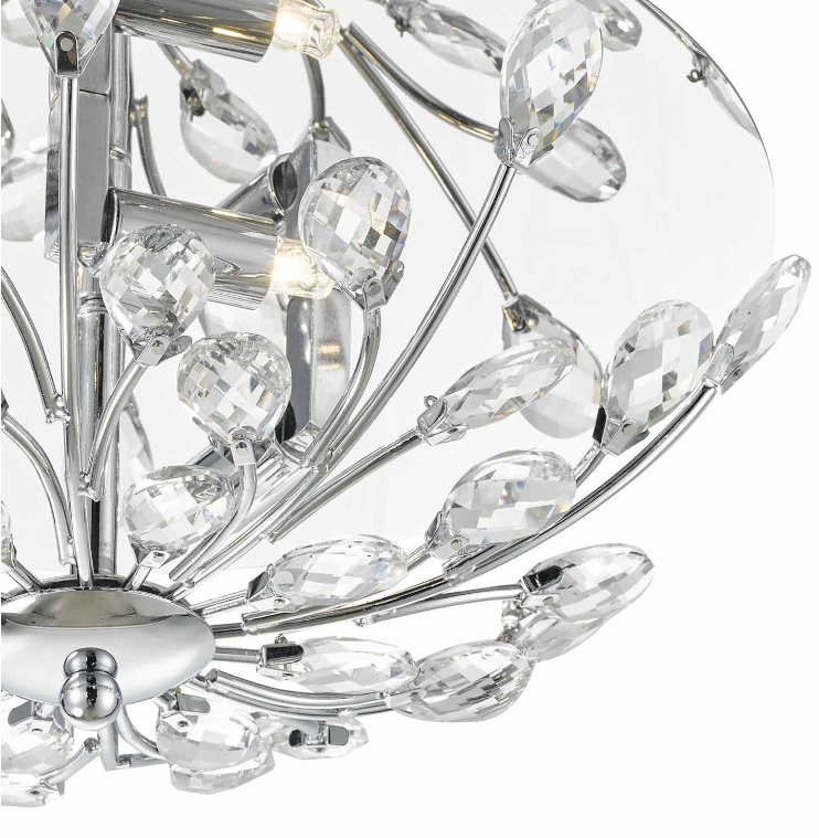 Zafir 3 Light Flush Polished Chrome and Crystal