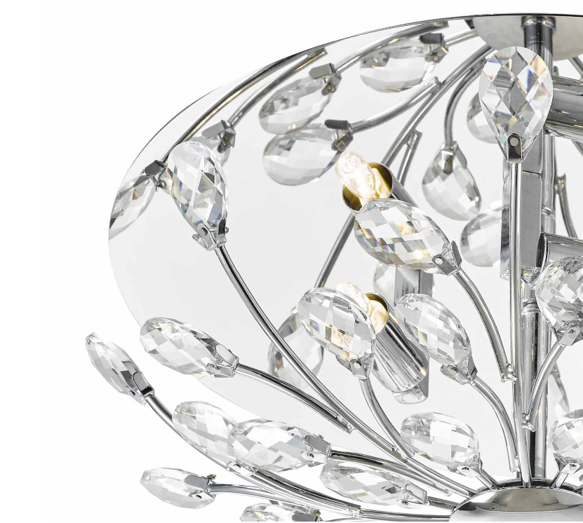 Zafir 3 Light Flush Polished Chrome and Crystal