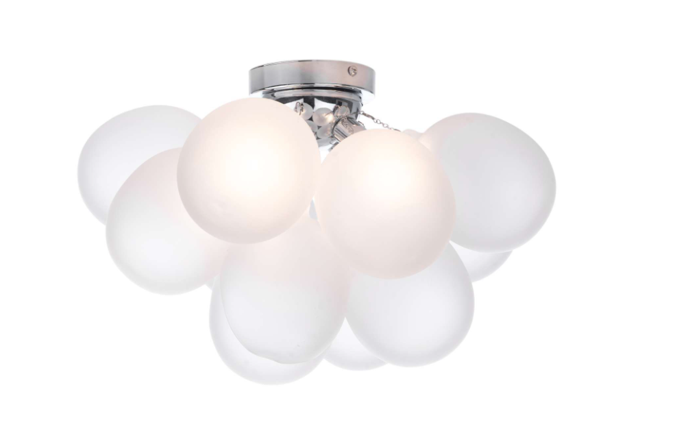 Bubbles 4 Light Flush White Frosted Glass and Polished Chrome