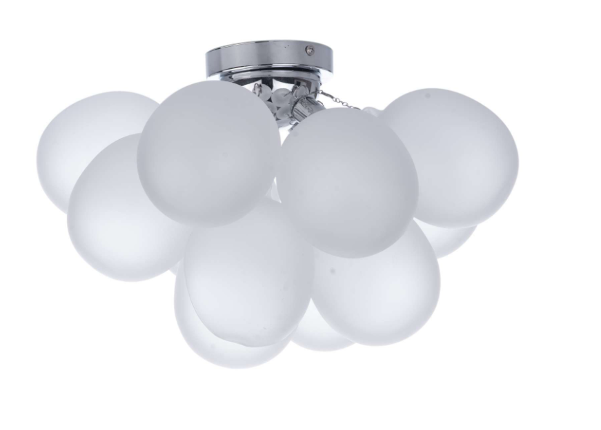 Bubbles 4 Light Flush White Frosted Glass and Polished Chrome