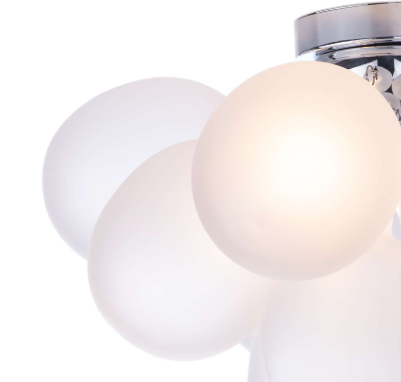 Bubbles 4 Light Flush White Frosted Glass and Polished Chrome