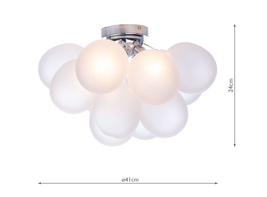 Bubbles 4 Light Flush White Frosted Glass and Polished Chrome