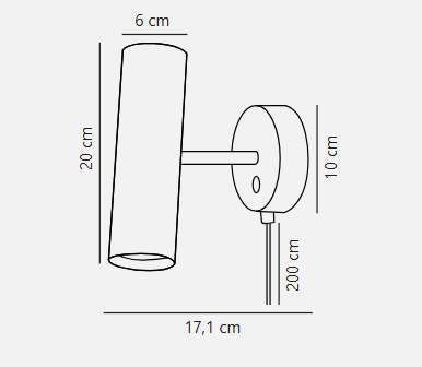 MIB 6' Wall Light- Black/ Chrome/White