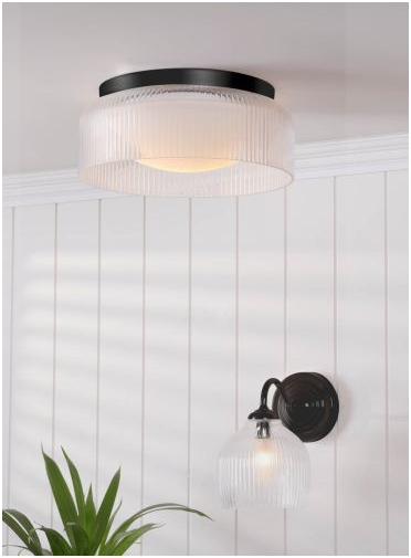 Charissa Bathroom Ceiling Light- Polished Chrome/ Black Finish