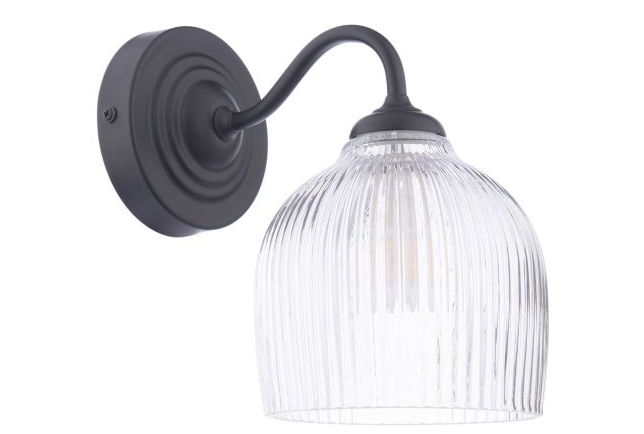 Charissa Bathroom Wall Light- Matt Black/ Polished Chrome