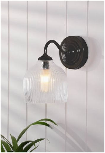 Charissa Bathroom Wall Light- Matt Black/ Polished Chrome