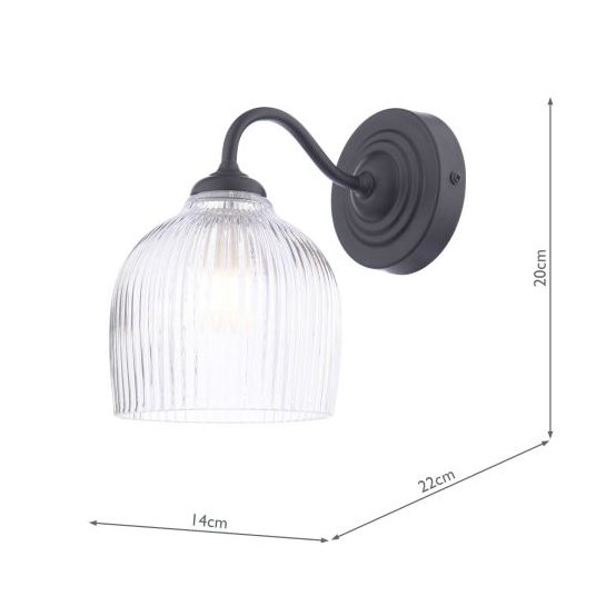 Charissa Bathroom Wall Light- Matt Black/ Polished Chrome