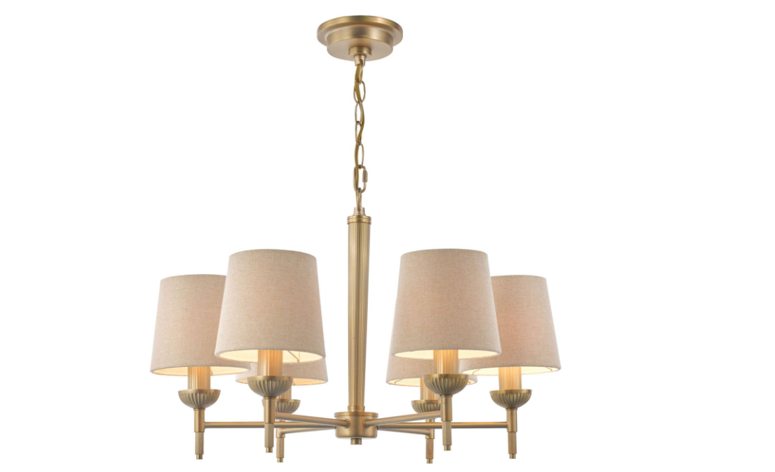 Sullivan 6 Light Chandelier- Matt Champagne With Taupe Shade