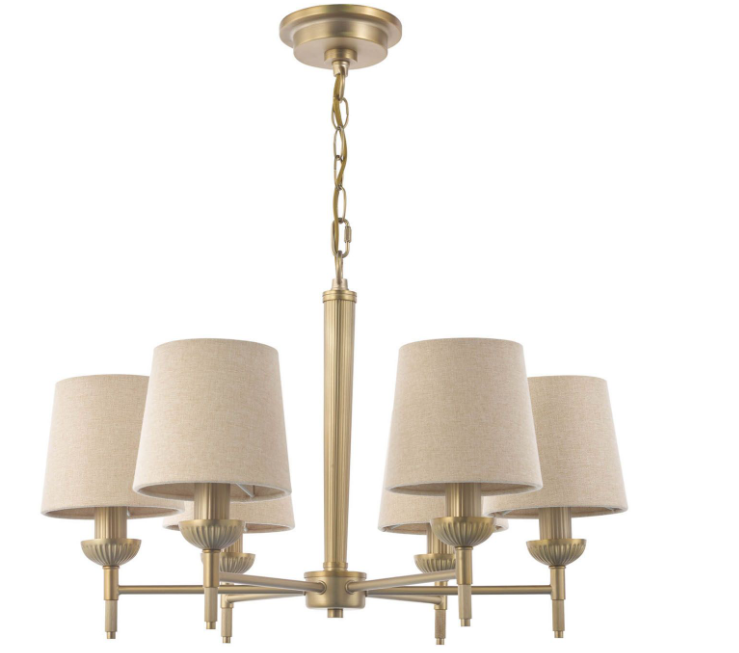 Sullivan 6 Light Chandelier- Matt Champagne With Taupe Shade