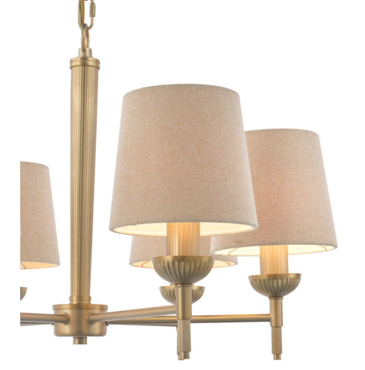 Sullivan 6 Light Chandelier- Matt Champagne With Taupe Shade