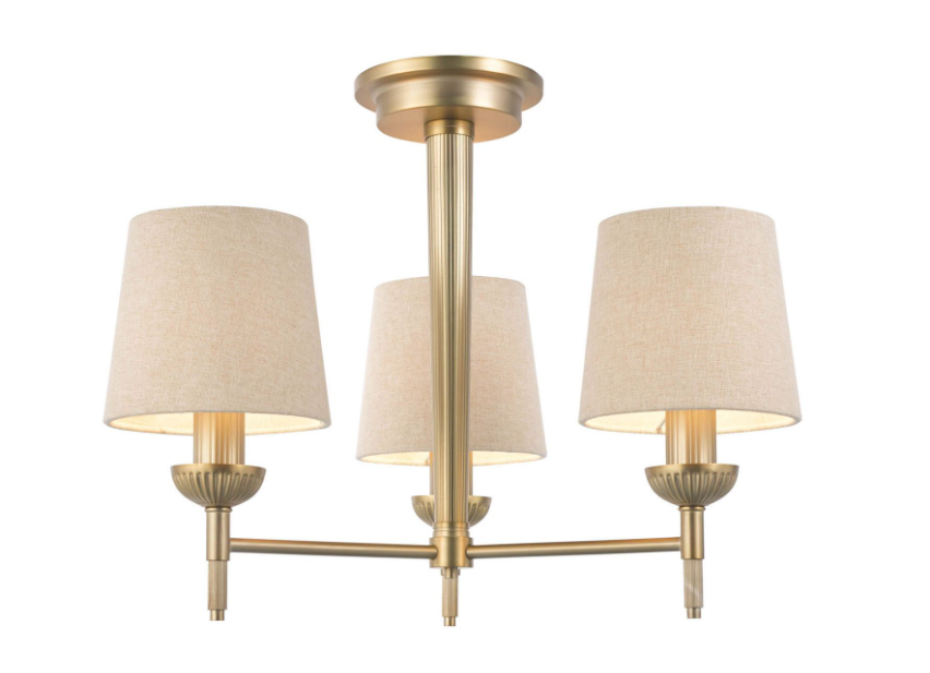 Sullivan 3 Light Semi-Flush Matt Champagne With Taupe Shade