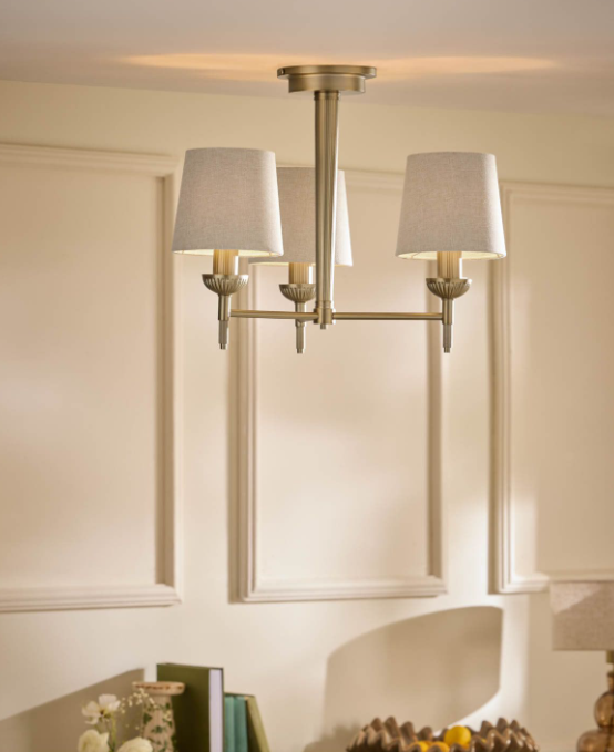 Sullivan 3 Light Semi-Flush Matt Champagne With Taupe Shade