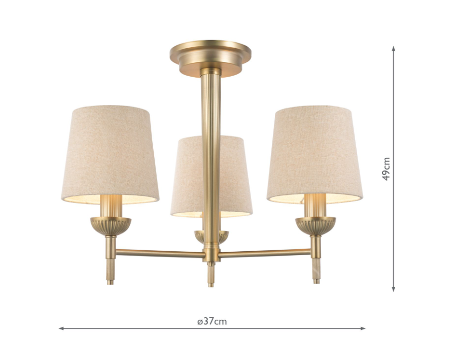 Sullivan 3 Light Semi-Flush Matt Champagne With Taupe Shade