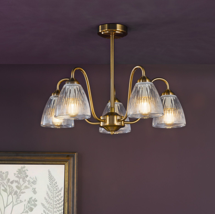 Glynis 3/5 Lt Semi Flush Ceiling Light- Antique Bronze/ Polished Nickel Finishes