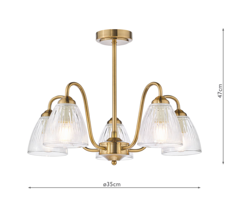 Glynis 3/5 Lt Semi Flush Ceiling Light- Antique Bronze/ Polished Nickel Finishes