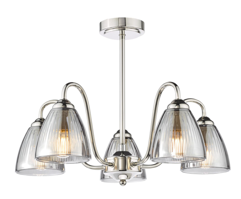 Glynis 3/5 Lt Semi Flush Ceiling Light- Antique Bronze/ Polished Nickel Finishes
