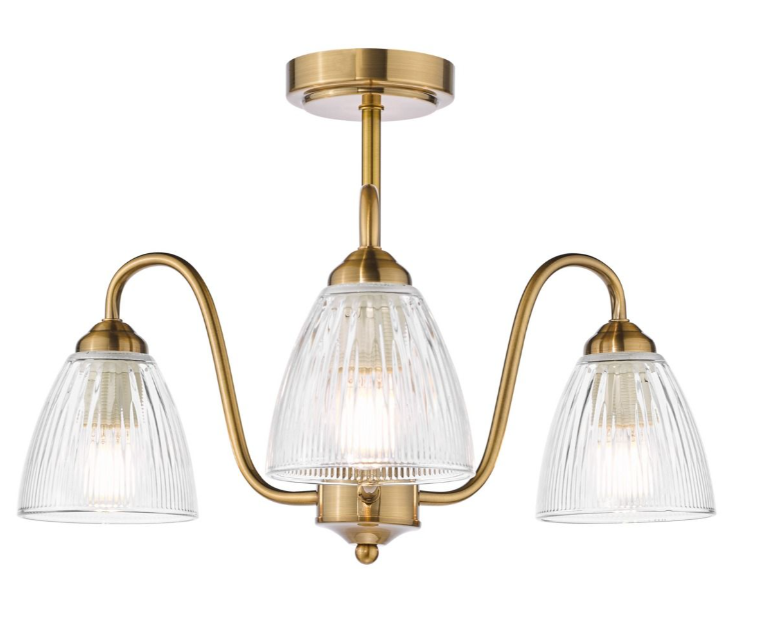 Glynis 3/5 Lt Semi Flush Ceiling Light- Antique Bronze/ Polished Nickel Finishes