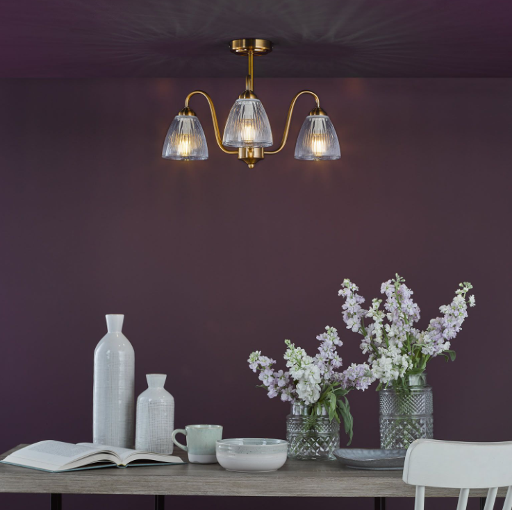 Glynis 3/5 Lt Semi Flush Ceiling Light- Antique Bronze/ Polished Nickel Finishes