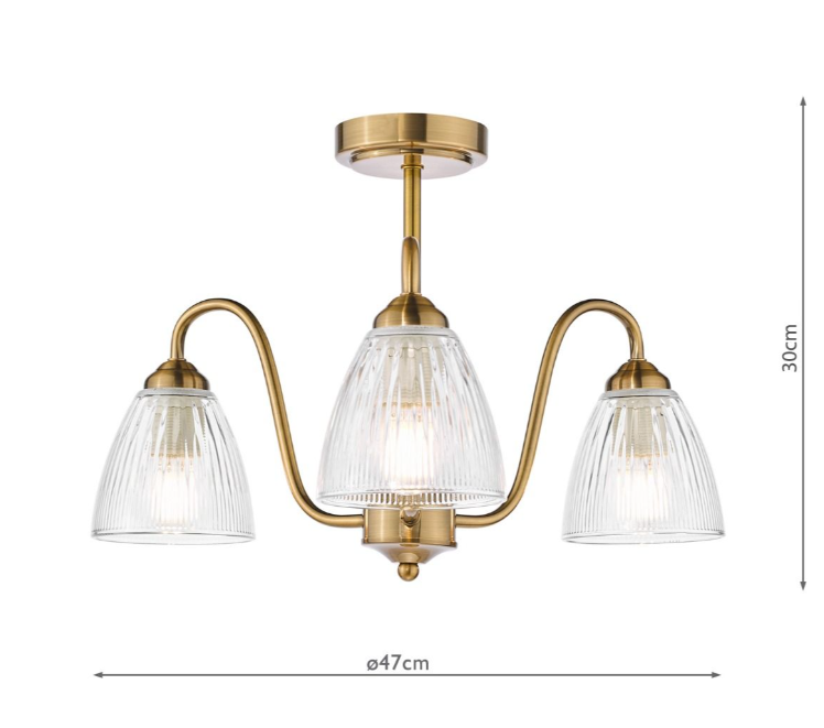 Glynis 3/5 Lt Semi Flush Ceiling Light- Antique Bronze/ Polished Nickel Finishes