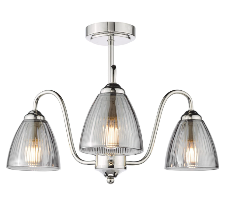 Glynis 3/5 Lt Semi Flush Ceiling Light- Antique Bronze/ Polished Nickel Finishes