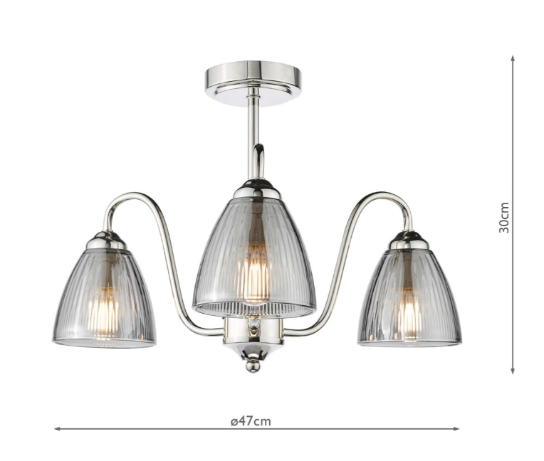 Glynis 3/5 Lt Semi Flush Ceiling Light- Antique Bronze/ Polished Nickel Finishes