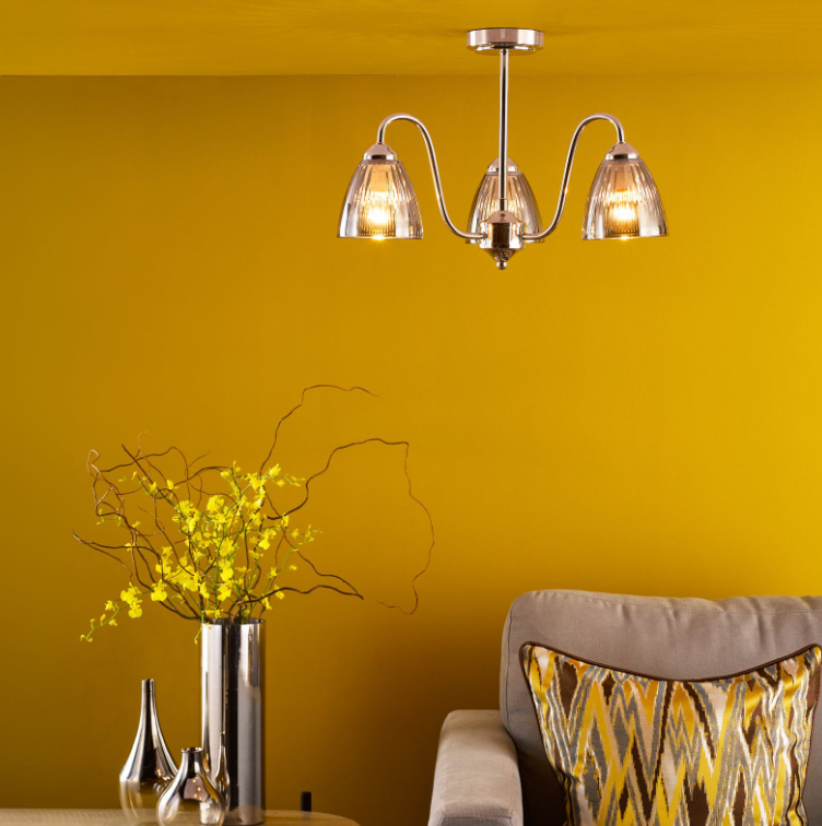 Glynis 3/5 Lt Semi Flush Ceiling Light- Antique Bronze/ Polished Nickel Finishes