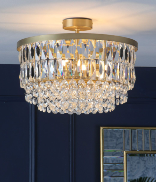 Rhosill 3 Lt Semi-Flush Light- Aged Pewter/ Antique Brass