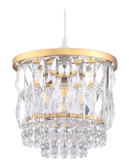 Rhosill Easy Fit Pendant- Crystal and Matt Antique Brass