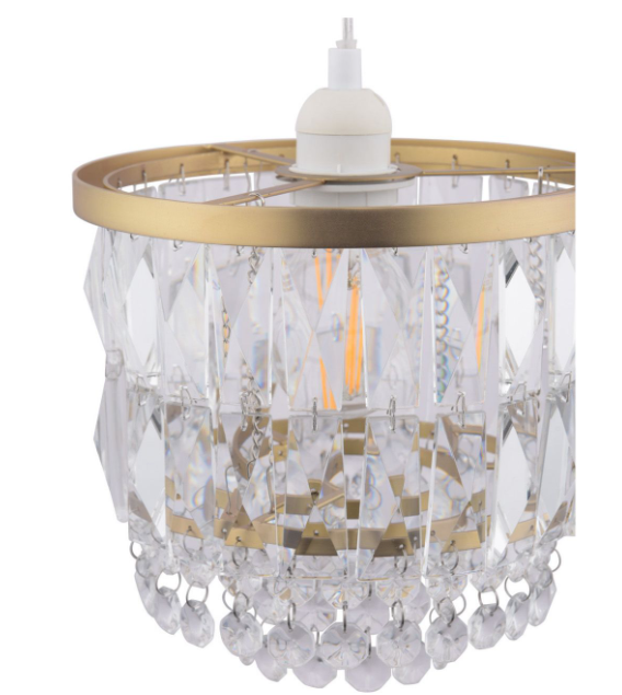 Rhosill Easy Fit Pendant- Crystal and Matt Antique Brass