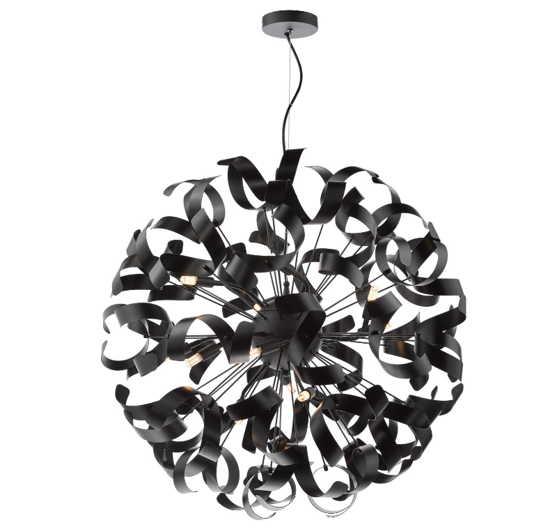 Swash 12 Light Pendant- Matt Black and Satin Black