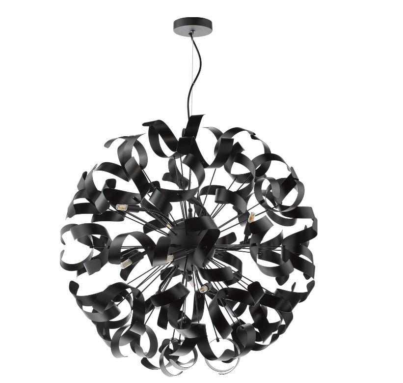 Swash 12 Light Pendant- Matt Black and Satin Black