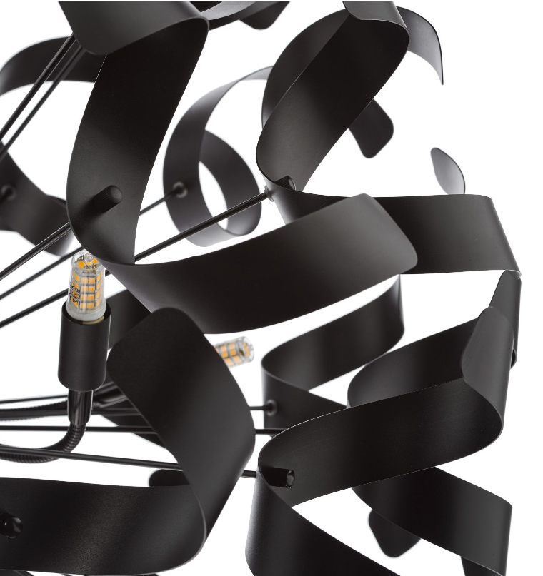 Swash 12 Light Pendant- Matt Black and Satin Black