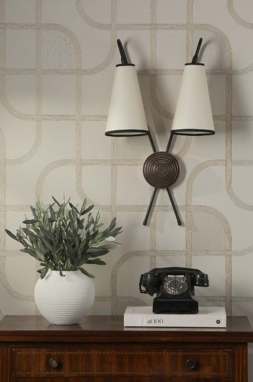 Battersea Double Wall Light- Black and Bronze With Shades