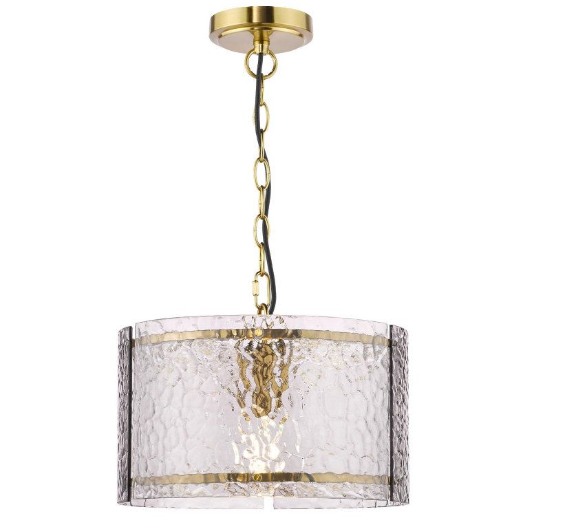 Yeva Pendant-  Natural Brass and Smoked Glass