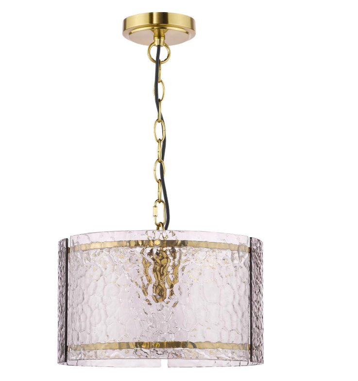 Yeva Pendant-  Natural Brass and Smoked Glass