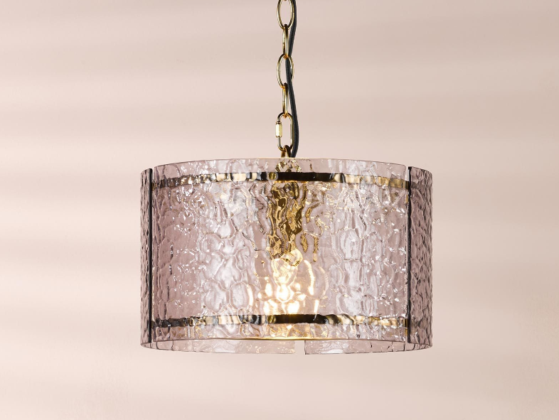 Yeva Pendant-  Natural Brass and Smoked Glass