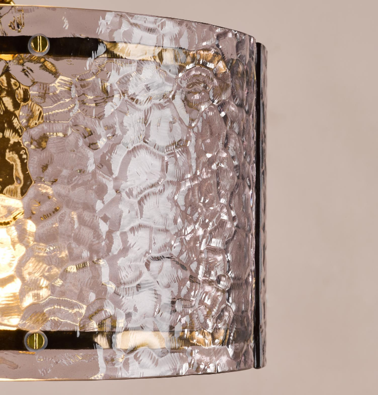 Yeva Pendant-  Natural Brass and Smoked Glass