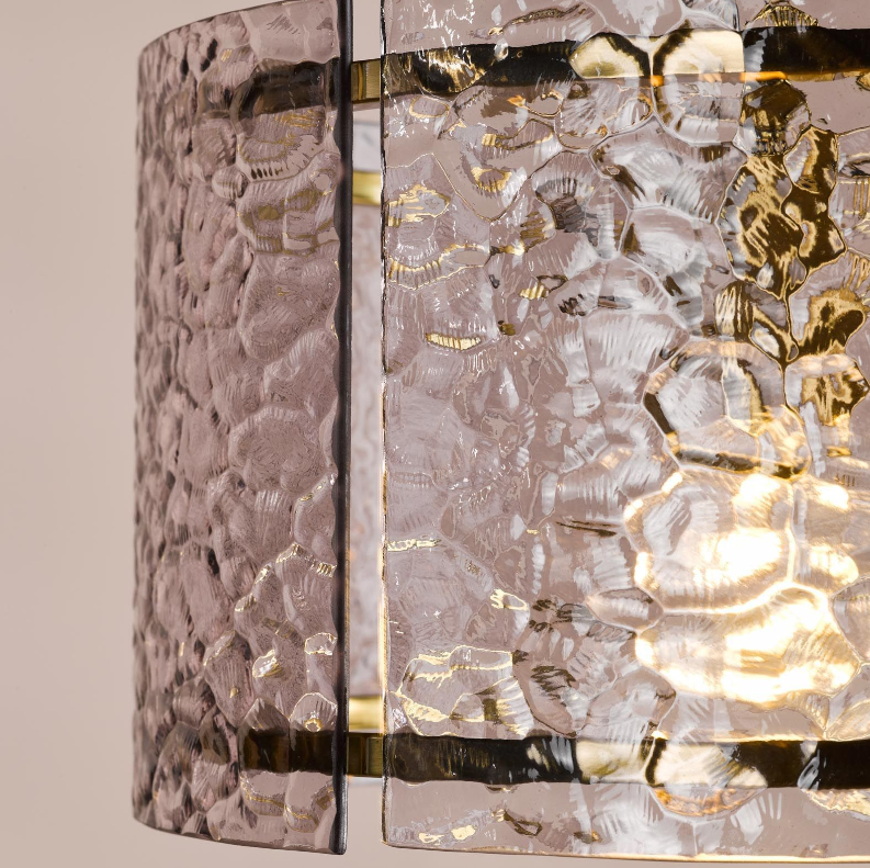 Yeva Pendant-  Natural Brass and Smoked Glass
