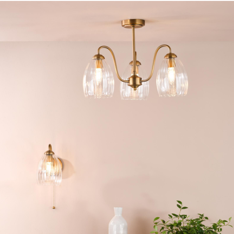 Valora 3Lt Semi Flush Light- Antique Bronze & Polished Nickel