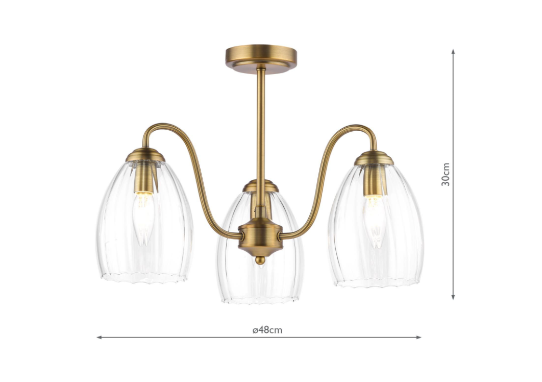 Valora 3Lt Semi Flush Light- Antique Bronze & Polished Nickel
